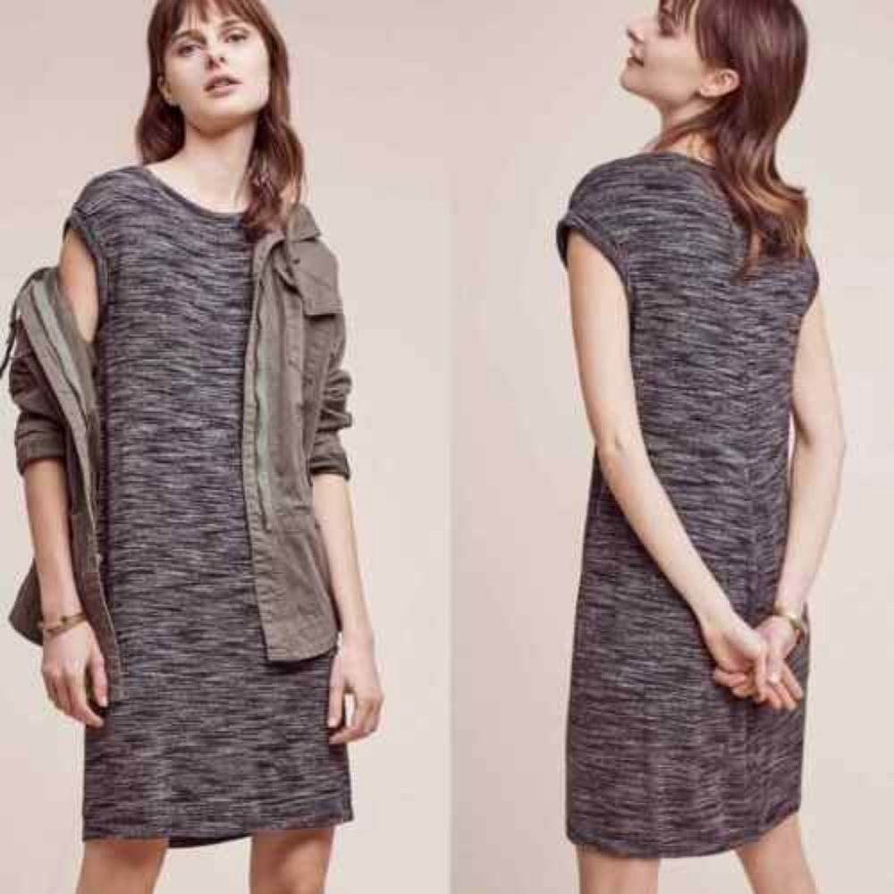 Cloth & Stone from Anthropologie black/white melange t-shirt dress size XL